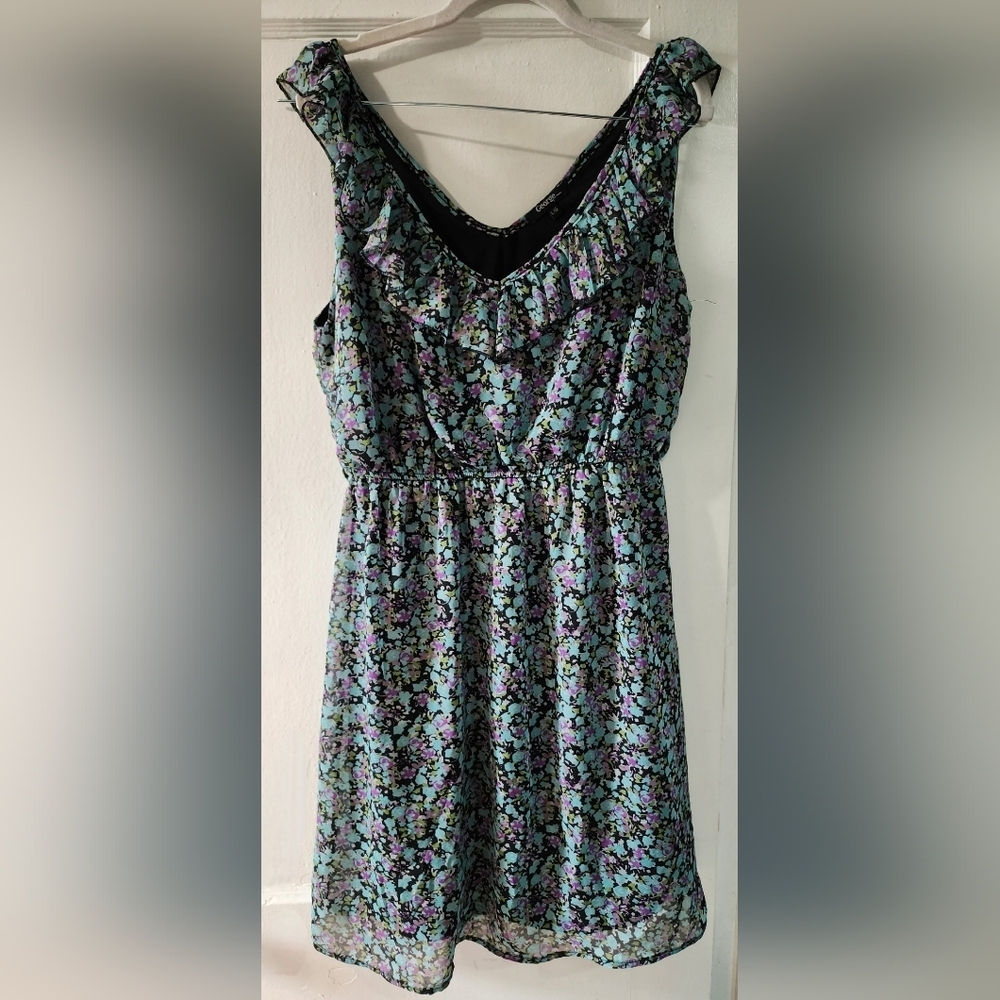 George Green and Purple V-neck Midi Sundress